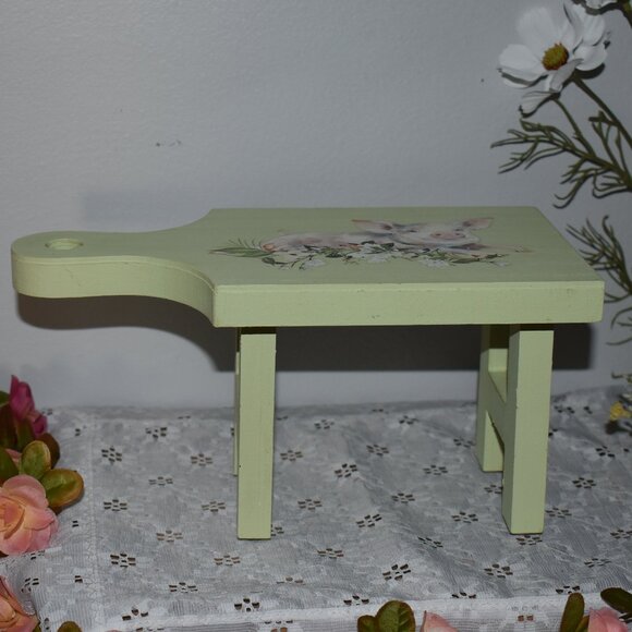 Handmade Pig Flowers Green Wood Riser Country Cottage Farmhouse Decor - Picture 2 of 13